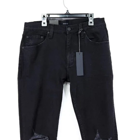 Rollas Stinger Skinny Fit Jeans Size 32x32 Distress Black Denim